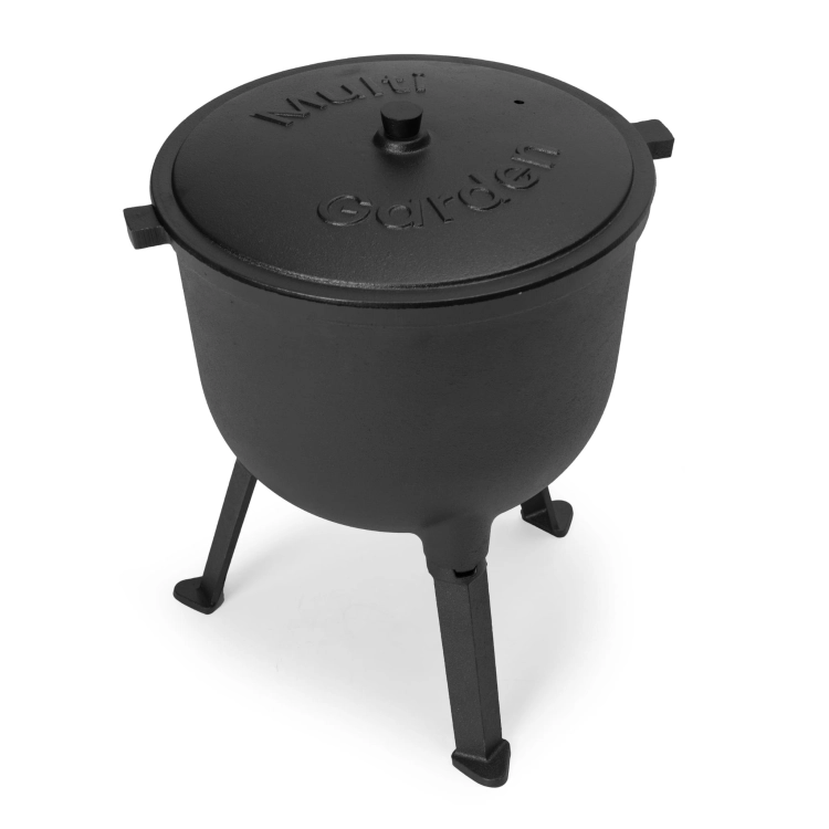 Kociołek żeliwny emaliowany 10L stojący garnek myśliwski ognisko grill MultiGarden