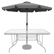 Parasol ogrodowy duży 3 m skośny łamany z korbą szary MultiGarden