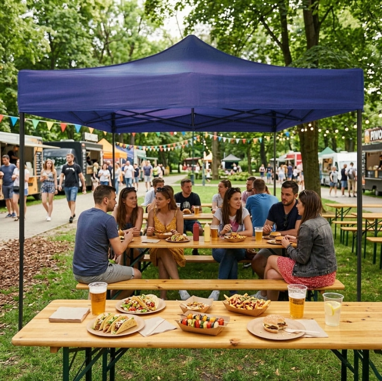 Pawilon ogrodowy eventowy automatyczny samorozkładalny namiot 3x3 m niebieski MultiGarden