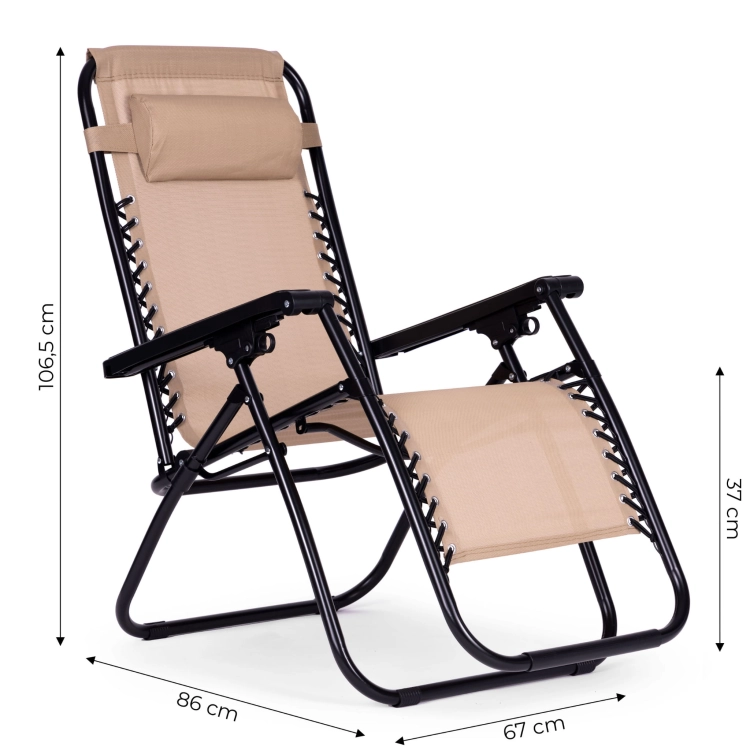 Leżak fotel ogrodowy plażowy regulowane oparcie ZERO GRAVITY MultiGarden - beżowy