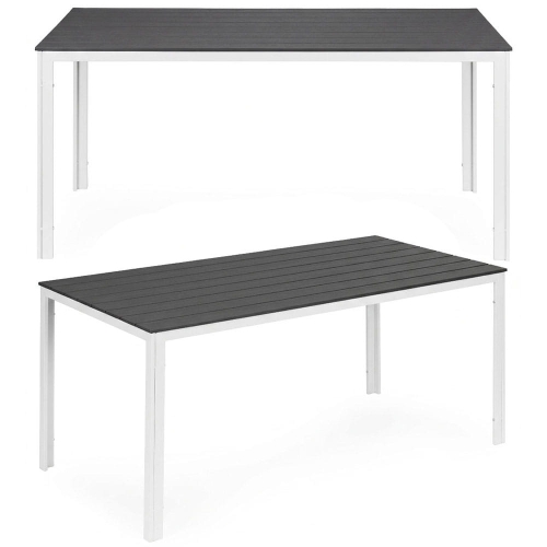 Stół ogrodowy 6-osobowy 156x78 cm polywood meble na taras szare białe MultiGarden