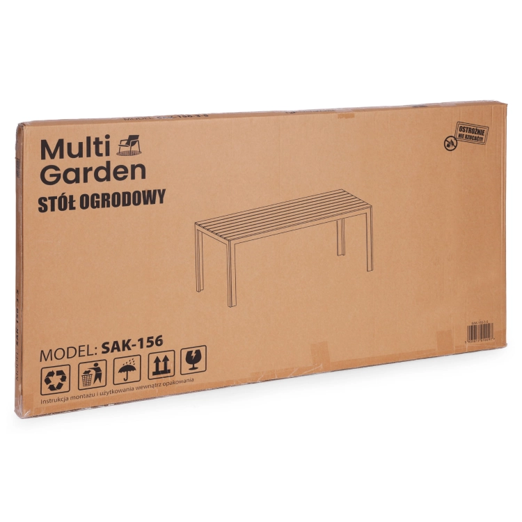 Stół ogrodowy 6-osobowy 156x78 cm polywood meble na taras szare białe MultiGarden