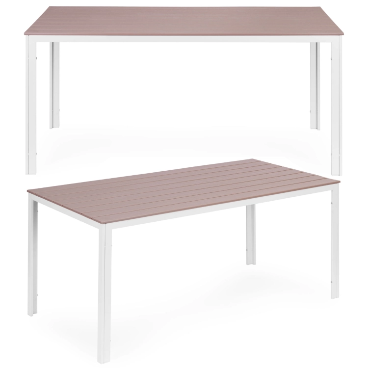 Stół ogrodowy 6-osobowy 156x78 cm polywood meble na taras beżowe białe MultiGarden