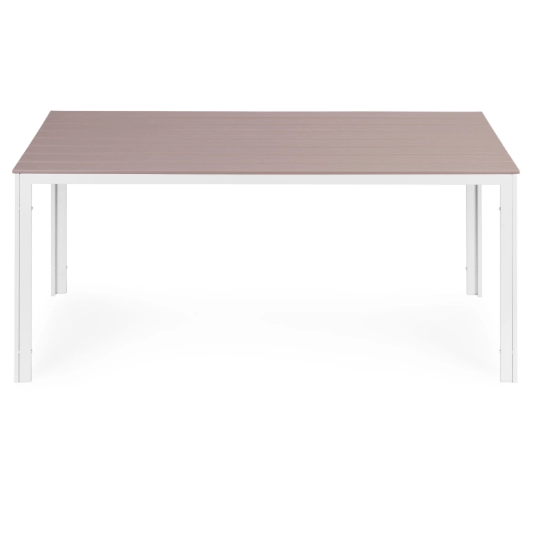 Stół ogrodowy 6-osobowy 156x78 cm polywood meble na taras beżowe białe MultiGarden