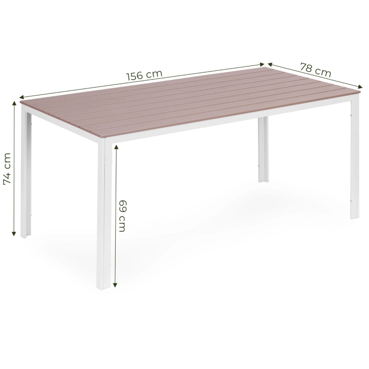 Stół ogrodowy 6-osobowy 156x78 cm polywood meble na taras beżowe białe MultiGarden
