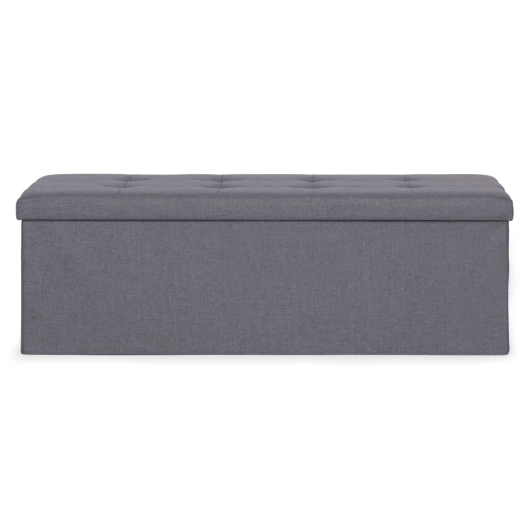 Pufa pikowana 111x38 cm ze schowkiem tapicerowana ława skrzynia ciemnoszara ModernHome