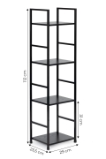 Regał drewniany nowoczesny metalowa rama LOFT 4 półki czarny ModernHome