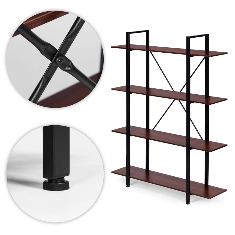 Regał loftowy industrialny do salonu biura 4 półki metalowa rama ModernHome