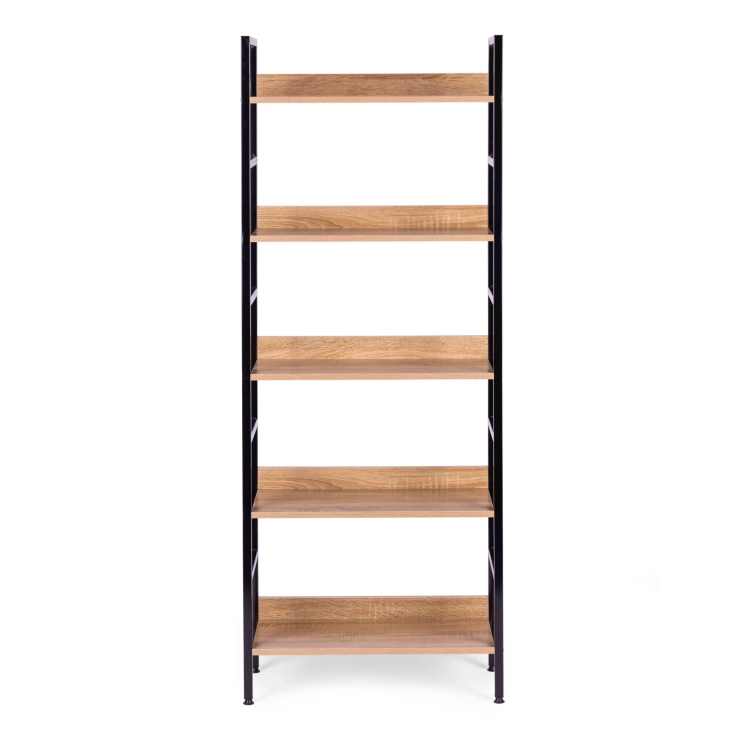 Regał loftowy wysoki 5 półek metal MDF ModernHome