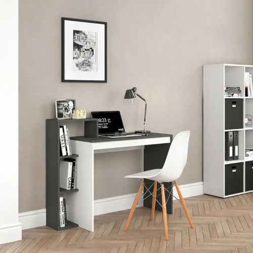 Biurko prostokątne biurowe komputerowe z regałem 4 półki ModernHome