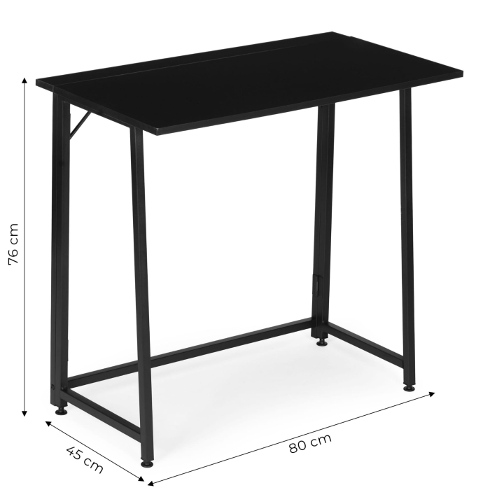 Biurko komputerowe składane 80x45 cm stolik pod laptopa czarne ModernHome