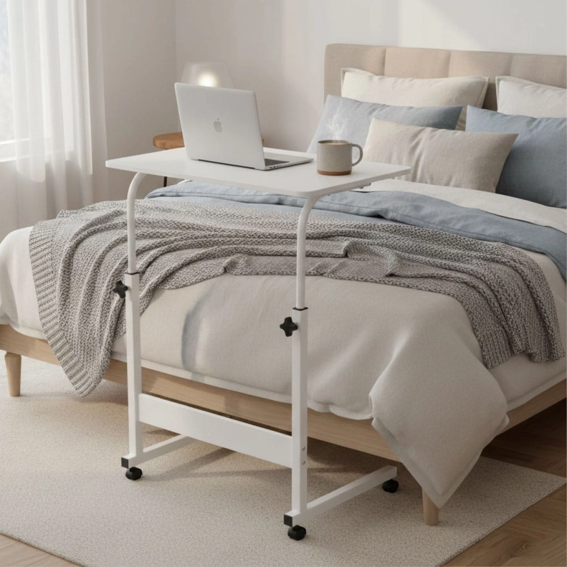 Mobilny stolik pod laptopa biurko dostawiane do fotela kanapy biały ModernHome