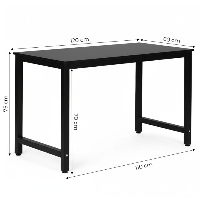 Biurko komputerowe szkolne stół 120x60 cm czarne ModernHome
